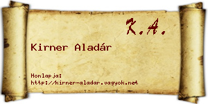 Kirner Aladár névjegykártya